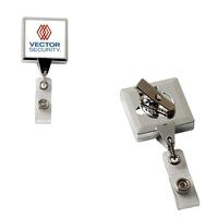 Chrome Jumbo Square Retractable Badge Reel with Alligator Clip